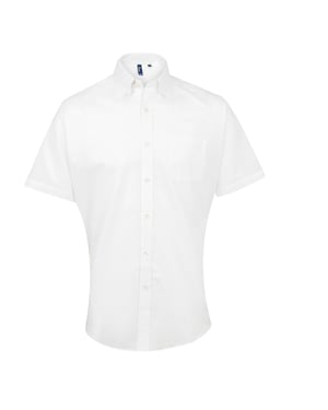 Premier Herenhandtekening Oxford Short Sleeve Work Shirt (Wit)