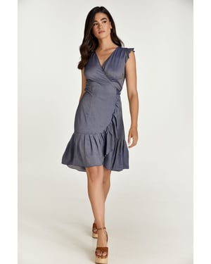 Blauwe Denim stijl wikkeljurk