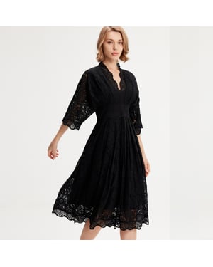 Kimono mouwen kanten jurk