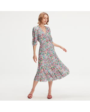 Liberty print wrap jurk
