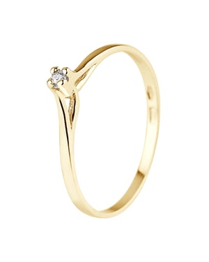Solitaire Diamond 0,03 Cts Yellow Gold Jewelry