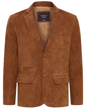 Heren Tan Slim Goat Suede Italiaanse Blazer Jas-Somero