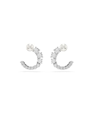 Swarovski 'Matrix' Vrouwen Hoepel Oorbellen van Basismetaal - Zilver 5692260