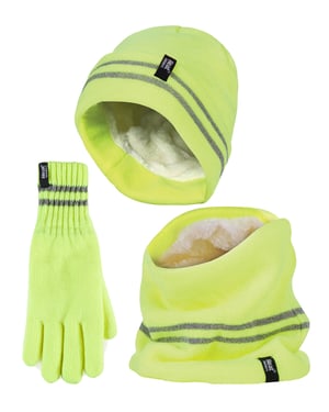 Heat Holders - Heren Hi Vis Hoed, Nekwarmers & Handschoenen Set - Geel