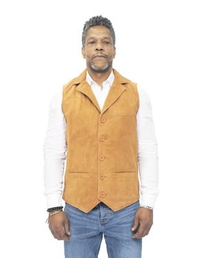Heren klassiek glad geit suède leren vest-Exeter