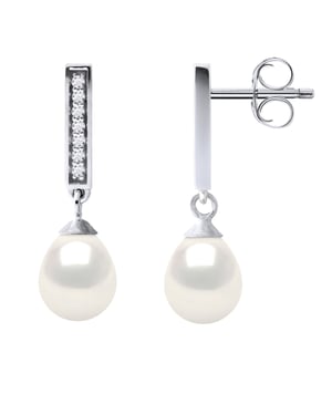 Oorbellen Dangle zoetwater parels 6-7mm White Peren Sieraden 925
