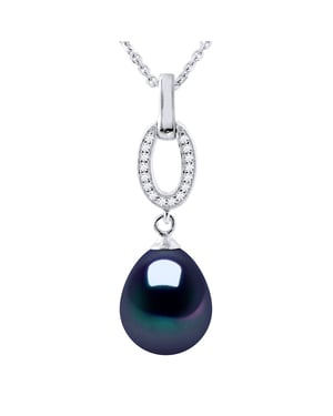 SHUTTLE zoetwater parel sieraden 9-10mm Black 925