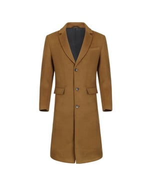 Heren Knielange Winter Wollen Jas Slim Fit Omslagkraag Zakelijke Jassen Khaki