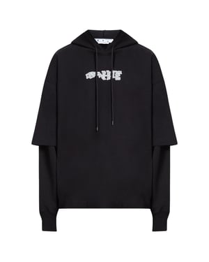 Gebroken witte Carlos Type Double Tee zwarte hoodie