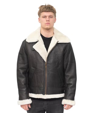 Heren B3 Aviator echt schapenvachtleer vliegend jack-Oxford