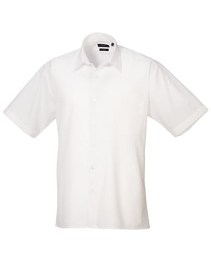 Premier Heren Korte Mouw Formele Poplin Gewoon Werk Shirt (Wit)