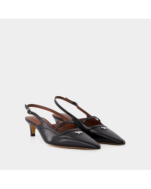 Maison Kitsune Sling Back Pointy - - Leer - Zwart