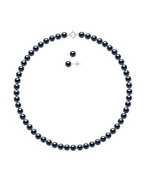 Versiering ketting en oorbellen zoetwater parels 7-8mm White Gold