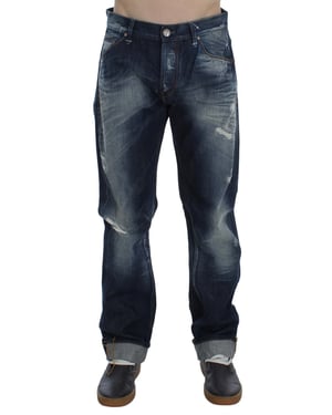 Eight Men's Blue Wash Cotton Denim Regular Fit Jeans