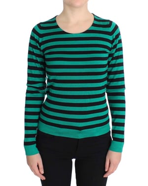 Dolce & Gabbana Dames Groene Zwarte Zijden Kasjmier Trui