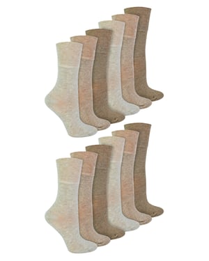 IOMI - 12 paar bamboesokken voor diabeten voor dames - Beige