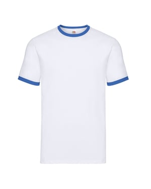 Fruit of the Loom Unisex Ringer T-shirt voor volwassenen (Wit/royaal blauw)