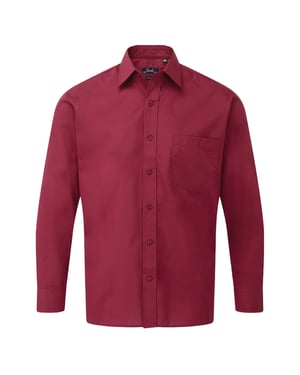 Premier Heren Popeline Overhemd Met Lange Mouwen (Bourgondië)