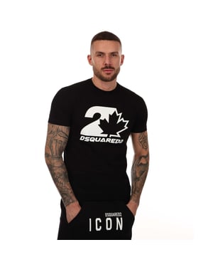 Heren DSquared2 Maple Leaf Logo T-shirt in Zwart