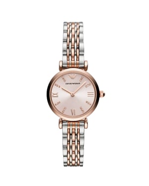Emporio Armani AR11223 Roze wijzerplaat tweetonig dameshorloge