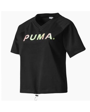 Puma V Hals T-shirt Grafisch Merk T-shirt Zwart 595221 01