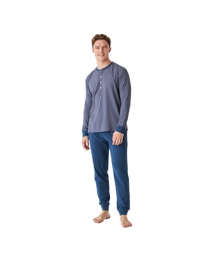 JJB12 Katoenen pyjama met lange mouwen en ronde hals voor heren