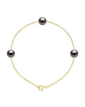 Armband TRIO - 3 Echte Gecultiveerde Tahiti Parels DOOR Ronde 7-8 mm