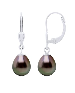 Oorbellen van Zilver 925 en Echte Gekweekte Tahiti-Parels Parel 8-9 mm