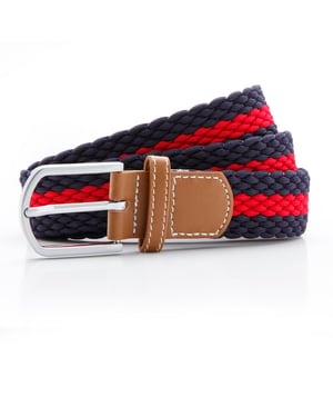 Asquith & Fox Heren Twee Kleuren Streepjes Vlechtriem (Marine / Rood)
