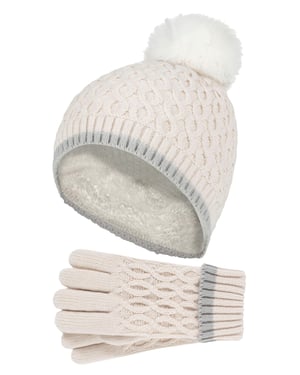 Heat Holders Meisjes Thermische Pom Pom Muts En Handschoenen - Buttercream