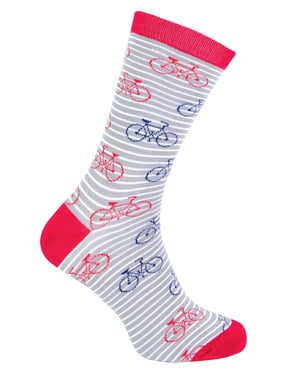 Mr Heron bamboesokken met nieuw patroon voor heren - Fiets (Grijs)