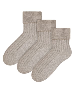 Steven - 3 Paar Dames Wol Bed Sokken | Luxe Lichtgewicht Warme Lounge Sokken - Beige