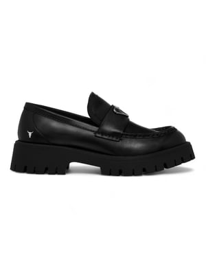 Windsor Smith Zwarte Leren Chunky Loafers - Throne