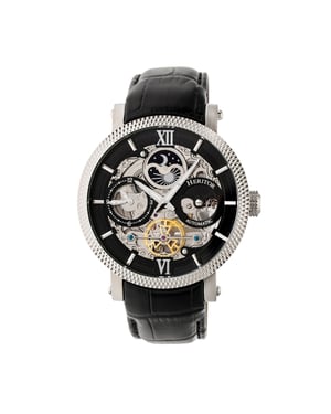Heritor automatisch Aries-skelethorloge met leren band