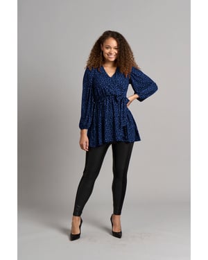 Pinky Luipaard Wrap Top - Navy