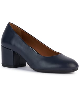 Geox D ELEANA A Leren Rund Volnerf Vrouwenhakken Navy