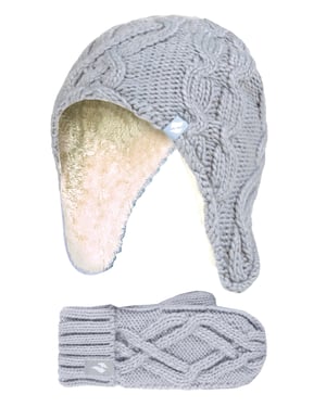 Heat Holders Meisjes Majestueuze Trapper Hat Mitts Set - Vorstgrijs
