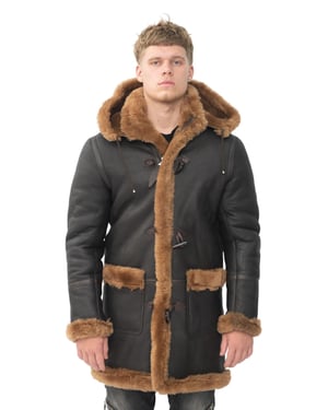 Heren winter schapenvacht capuchon duffelcoat-Helsinki