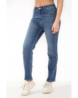 Dames Magic Shaping hoog getailleerde jeans met rechte pijpen in blauw