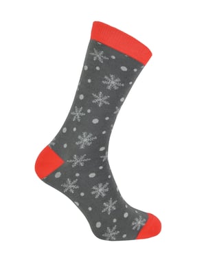 Mr Heron Mens nieuwigheid bamboe kerstsokken - Sneeuwvlokken (Grijs)