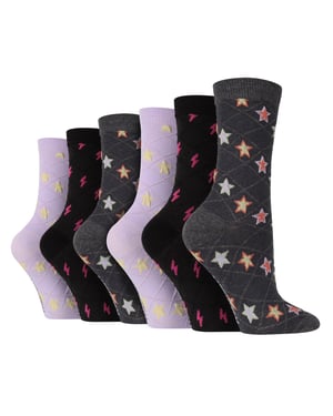 Wildfeet - 6 Paar Multipack Dames Gebreide Boot Sokken - Herfst Sokken - Sterren