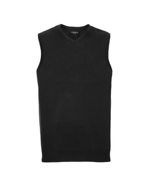 Russell Collection Heren Gebreid V Hals Mouwloos Sweatshirt (Houtskool mergel)