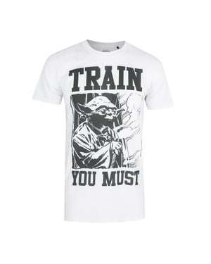 Star Wars Heren Trein Je Moet Yoda T-shirt (Wit/zwart)