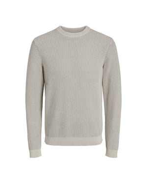 Jack & Jones Trui Rib Washed Knit Crew Neck Grijs