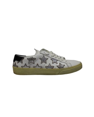 Saint Laurent Paris SL/06 Metallic Stars Lage Sneakers in Witte Leer