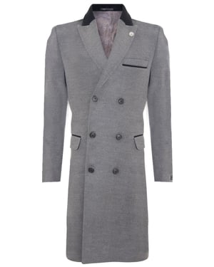 Heren 3/4 lange dubbele rij grijze Crombie overjas wollen jas Peaky Blinders