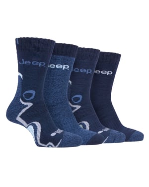 Jeep - 4-pack anti-blaar luxe laarzensokken voor heren - Denim / Marine