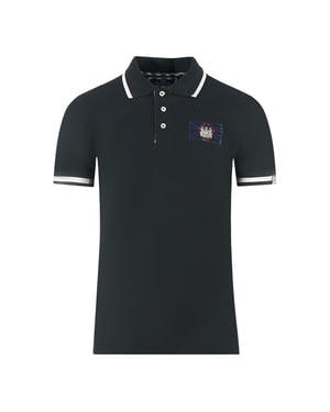 Aquascutum London Union Jack Black Polo Shirt