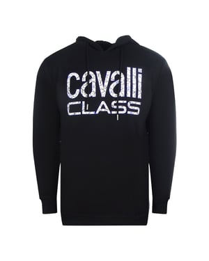 Cavalli Class zwarte hoodie met bloemenlogo