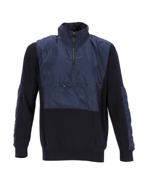 Prada Windbreaker in Marineblauwe Wol en Nylon